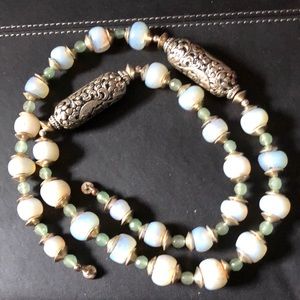 SALE!  Antique Silver, Moonstone, Topaz Necklace